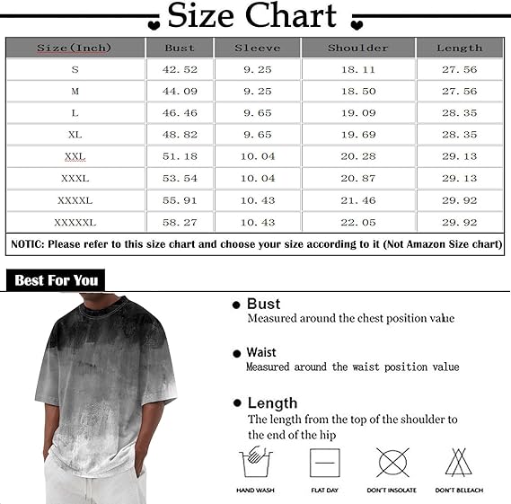 Herren Oversized T-Shirt mit überschnittenen Schultern und Rundhalsausschnitt, Tall Fit, Kurzarm-Shirt, S-5XL