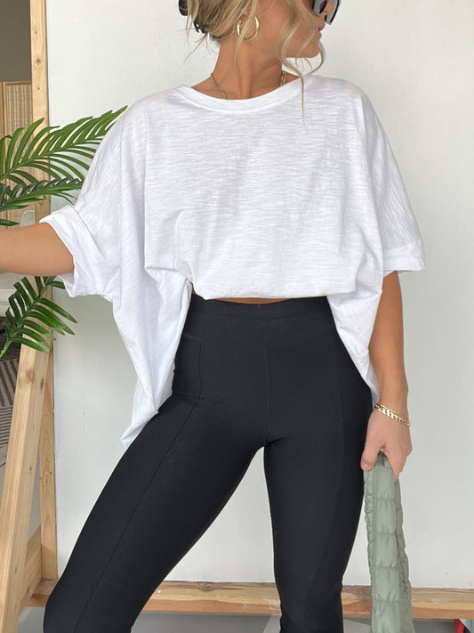 Women's Solid Colour Loose Round Neck Oversized T-Shirt