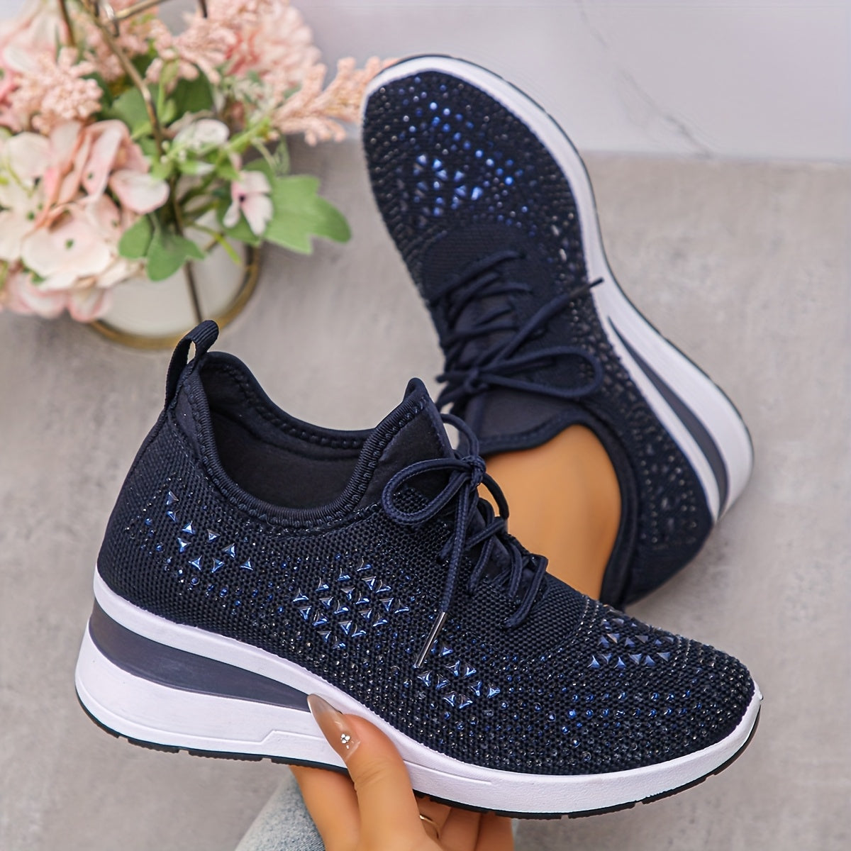🔥Ultimo Giorno Promozione 70% DI SCONTO - Sneakers Ortopediche Traspiranti con Strass per Donna Casual e alla Moda