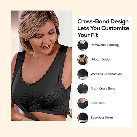 🎁Prendi 1 ricevi 2 GRATIS🎁 - Reggiseno a corsetto comodo con incrocio frontale e chiusura laterale in pizzo