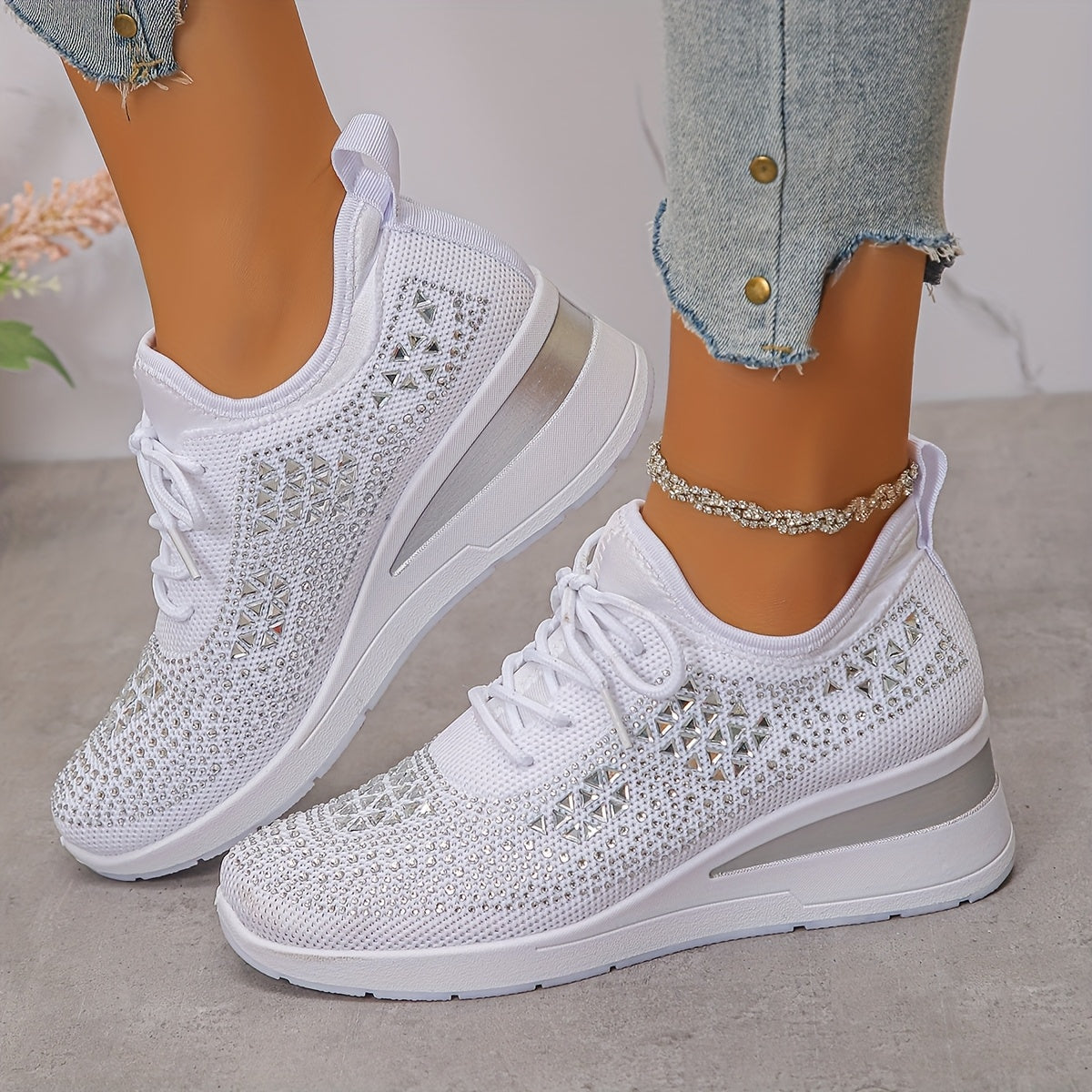 🔥Ultimo Giorno Promozione 70% DI SCONTO - Sneakers Ortopediche Traspiranti con Strass per Donna Casual e alla Moda
