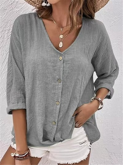 🔥Camicia da donna a maniche lunghe con scollo a V