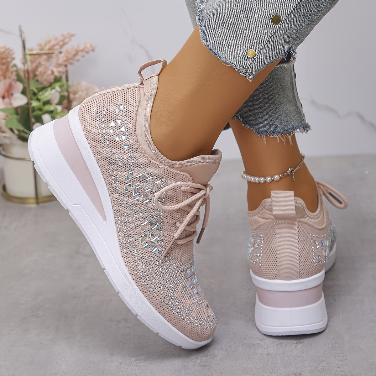 🔥Ultimo Giorno Promozione 70% DI SCONTO - Sneakers Ortopediche Traspiranti con Strass per Donna Casual e alla Moda