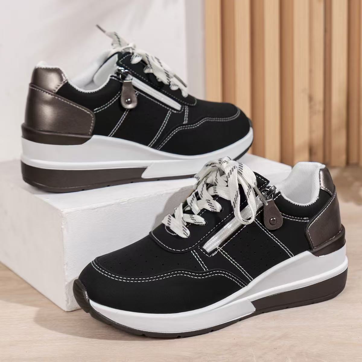 🔥Ultimo Giorno Promozione Sconto del 60% - Scarpe da Ginnastica Ortopediche da Donna Comode con Cerniera Laterale e Suola Spessa
