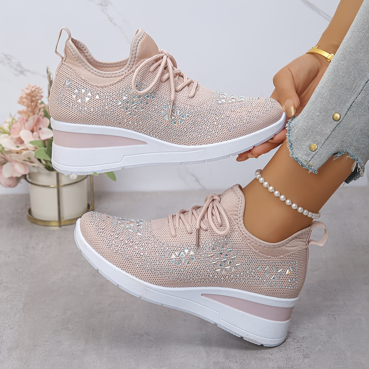 🔥Ultimo Giorno Promozione 70% DI SCONTO - Sneakers Ortopediche Traspiranti con Strass per Donna Casual e alla Moda