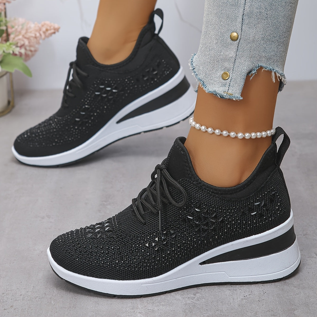 🔥Ultimo Giorno Promozione 70% DI SCONTO - Sneakers Ortopediche Traspiranti con Strass per Donna Casual e alla Moda