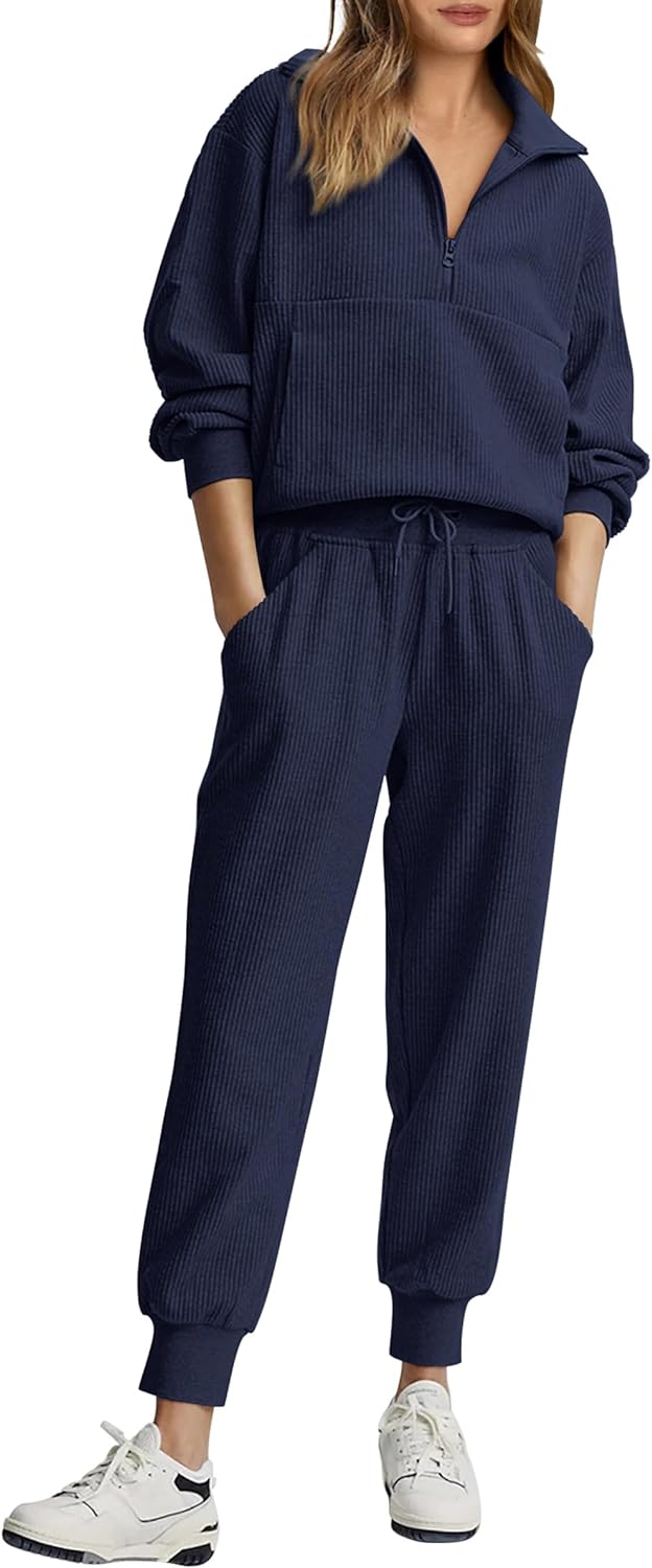 NOVITÀ 🔥 Completo da donna in cotone due pezzi con felpa oversize con coulisse e pantaloni della tuta a gamba larga, set casual
