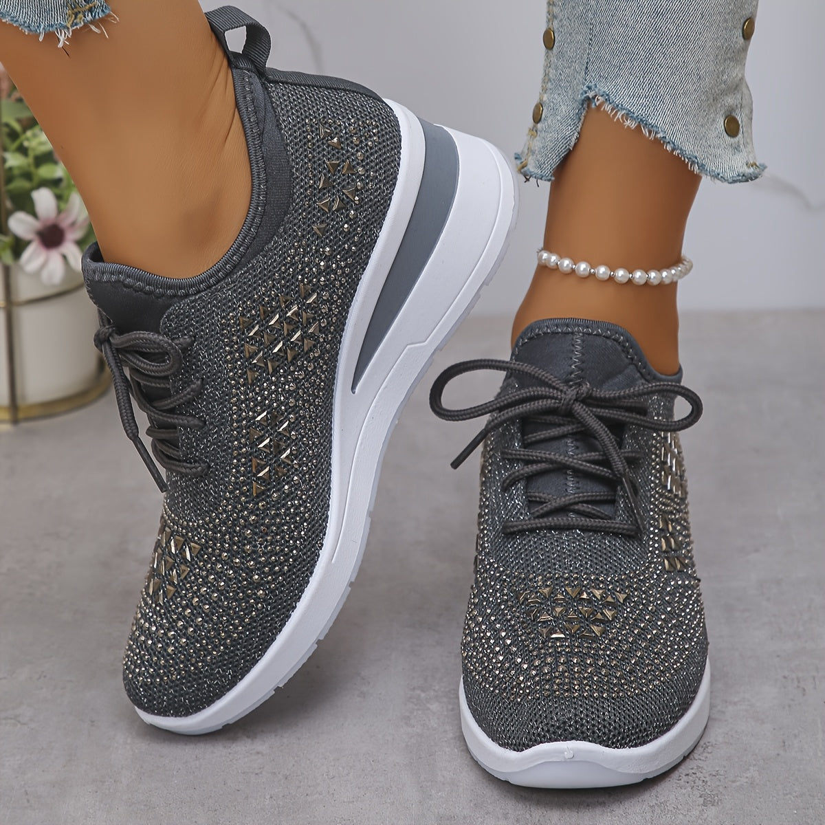 🔥Ultimo Giorno Promozione 70% DI SCONTO - Sneakers Ortopediche Traspiranti con Strass per Donna Casual e alla Moda