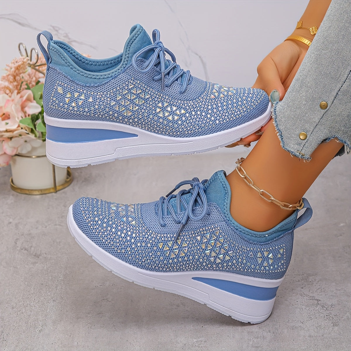 🔥Ultimo Giorno Promozione 70% DI SCONTO - Sneakers Ortopediche Traspiranti con Strass per Donna Casual e alla Moda