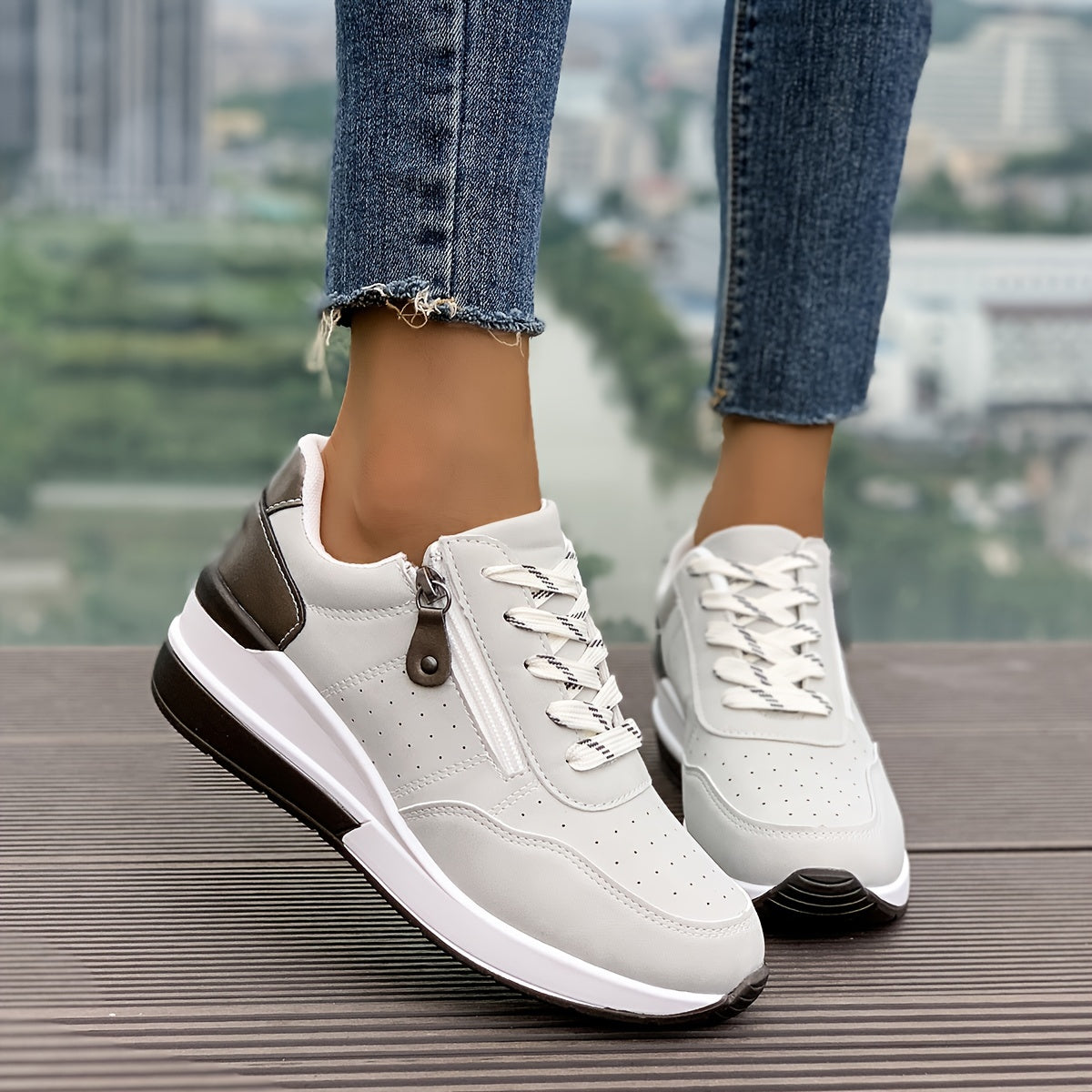 🔥Ultimo Giorno Promozione Sconto del 60% - Scarpe da Ginnastica Ortopediche da Donna Comode con Cerniera Laterale e Suola Spessa