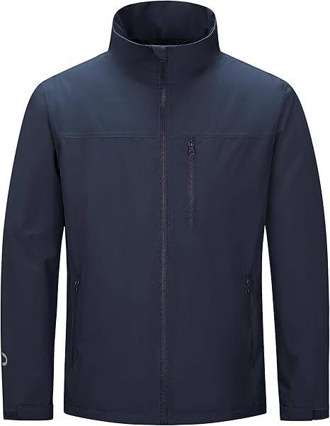 Giacca leggera da uomo Outdoor Ventures, softshell impermeabile con colletto alla coreana foderato in velluto, giacca a vento per escursionismo, corsa, ciclismo e golf