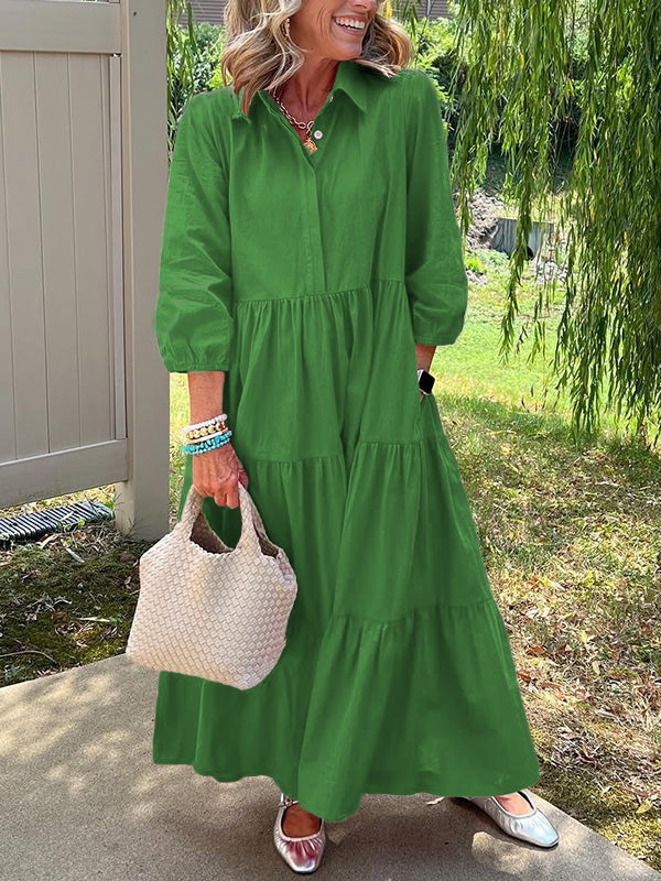 CLEARANCE🔥 Loose Cotton Linen Lapel Dress- Tax Free