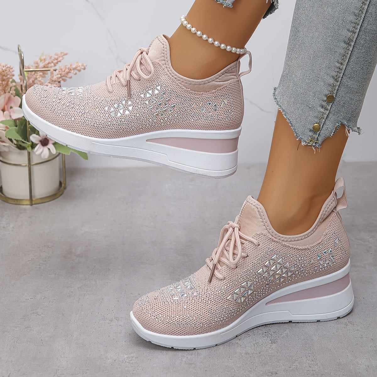 🔥Ultimo Giorno Promozione 70% DI SCONTO - Sneakers Ortopediche Traspiranti con Strass per Donna Casual e alla Moda
