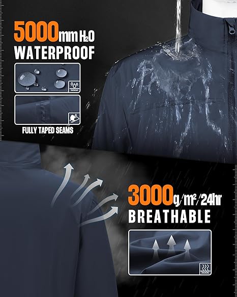 Giacca leggera da uomo Outdoor Ventures, softshell impermeabile con colletto alla coreana foderato in velluto, giacca a vento per escursionismo, corsa, ciclismo e golf