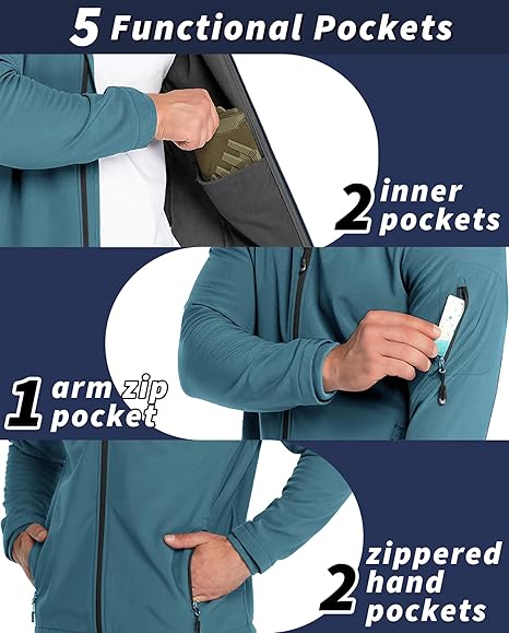33,000ft Herren wasserdichte warme Softshelljacke, leichtes Fleece-Futter, Kapuzen-Regenjacke, Windjacke zum Wandern und Outdoor-Aktivitäten