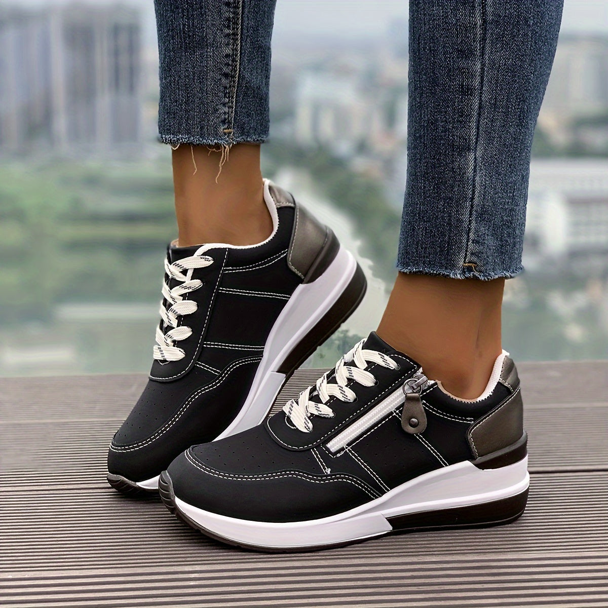 🔥Ultimo Giorno Promozione Sconto del 60% - Scarpe da Ginnastica Ortopediche da Donna Comode con Cerniera Laterale e Suola Spessa