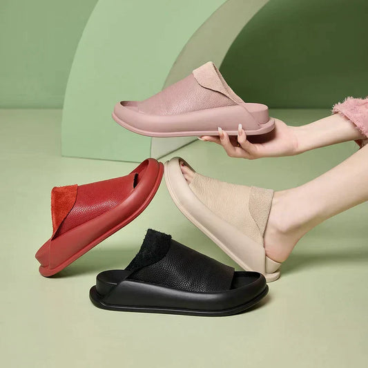 Ciabatte da donna LetcloTM in pelle italiana con plateau