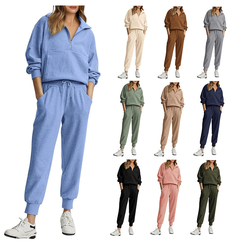 NOVITÀ 🔥 Completo da donna in cotone due pezzi con felpa oversize con coulisse e pantaloni della tuta a gamba larga, set casual
