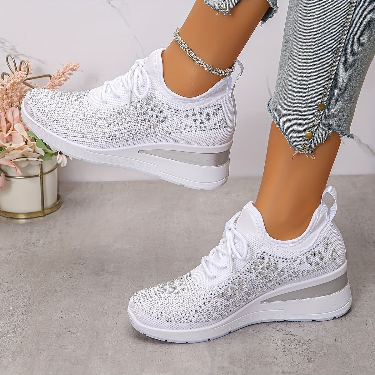 🔥Ultimo Giorno Promozione 70% DI SCONTO - Sneakers Ortopediche Traspiranti con Strass per Donna Casual e alla Moda