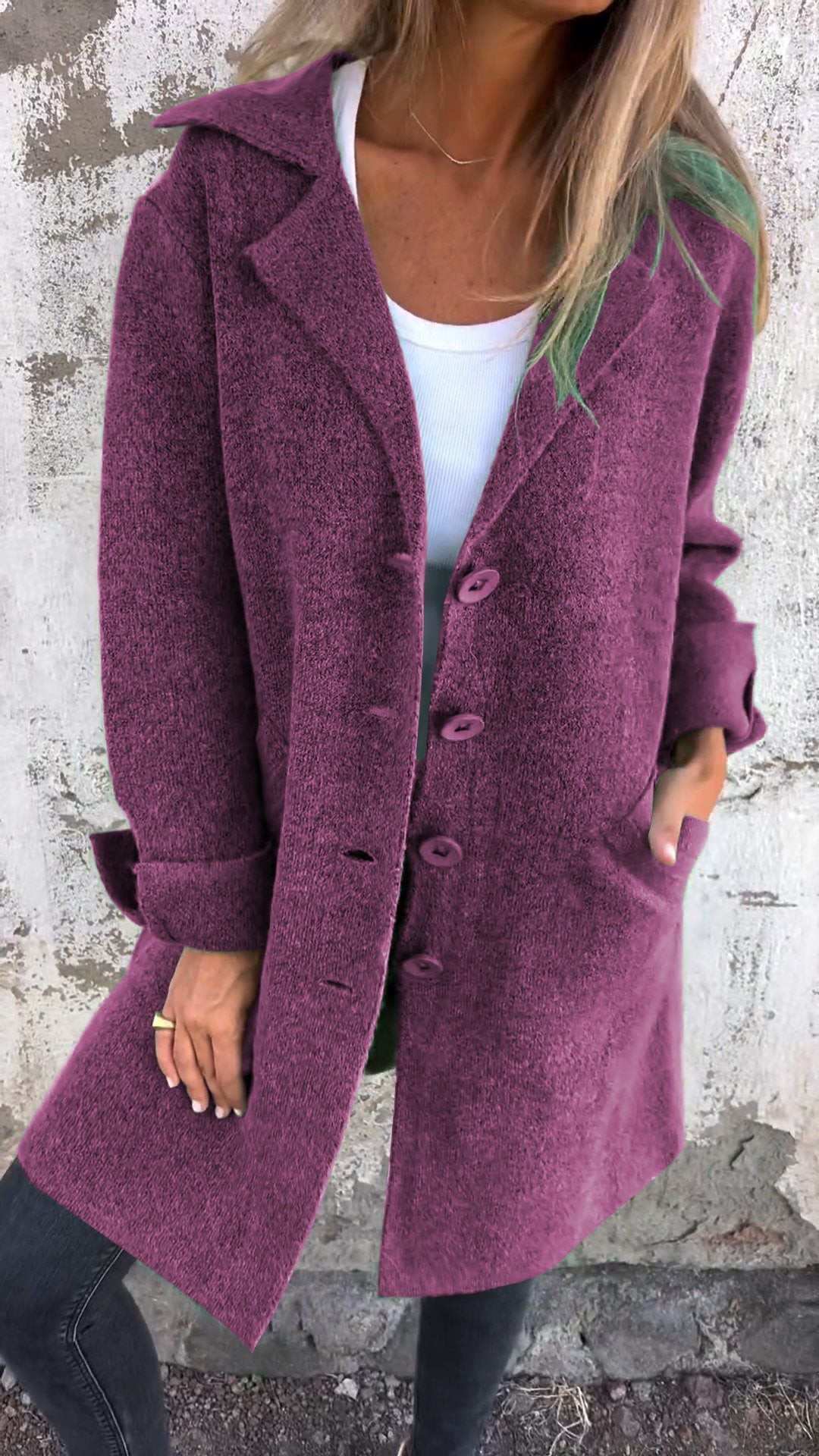 CLEARANCE SALE🔥 Casual Lapel Wool Single Breasted Long Coat- 48% OFF