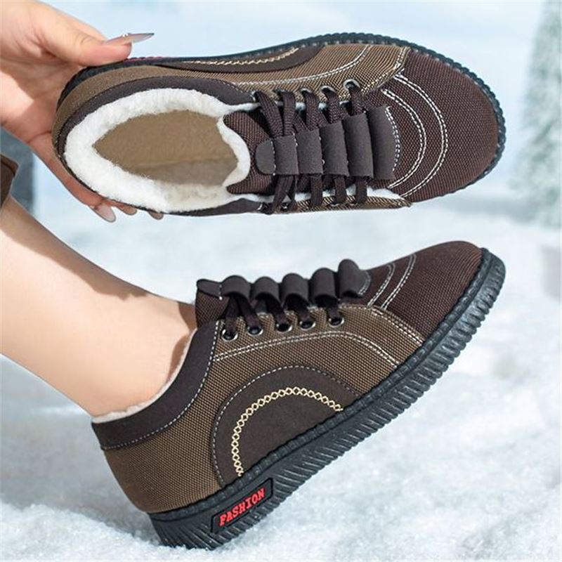 Scarpe invernali da donna in cotone con fodera in pile, calde, antiscivolo e con suola morbida