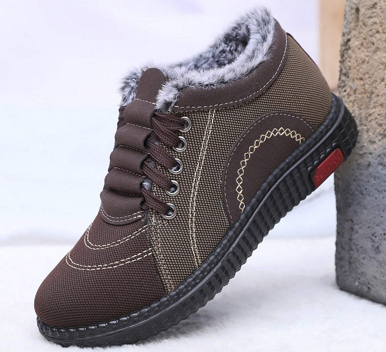 Scarpe invernali da donna in cotone con fodera in pile, calde, antiscivolo e con suola morbida