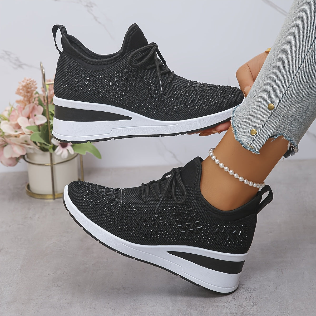 🔥Ultimo Giorno Promozione 70% DI SCONTO - Sneakers Ortopediche Traspiranti con Strass per Donna Casual e alla Moda