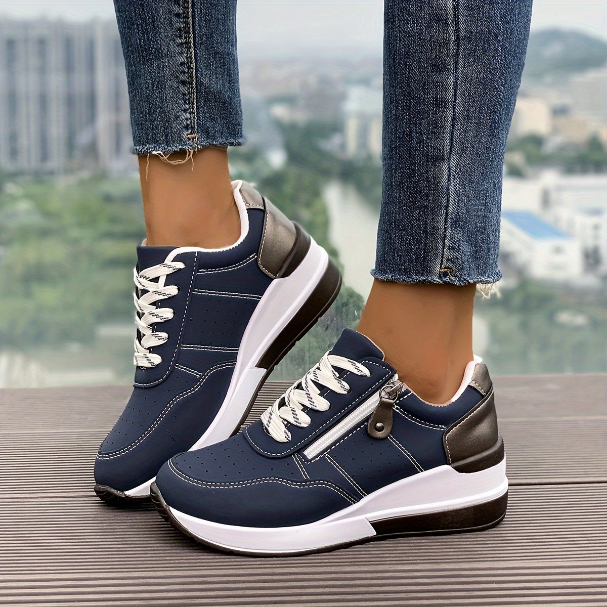 🔥Ultimo Giorno Promozione Sconto del 60% - Scarpe da Ginnastica Ortopediche da Donna Comode con Cerniera Laterale e Suola Spessa