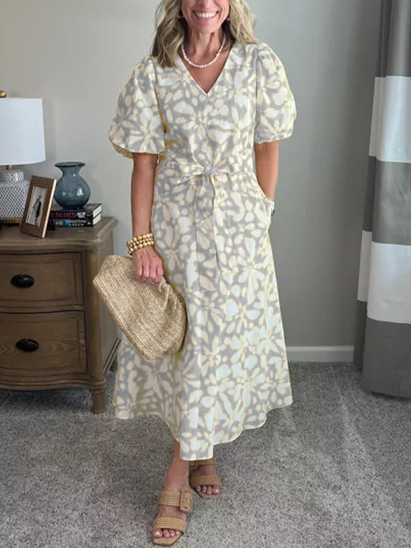 NEW🔥Women's Puff-Sleeve Poplin Midi Dress