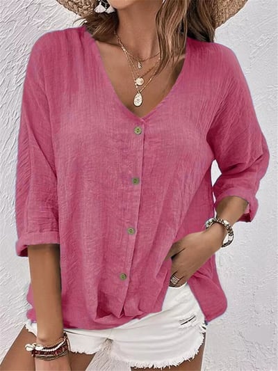 🔥Camicia da donna a maniche lunghe con scollo a V