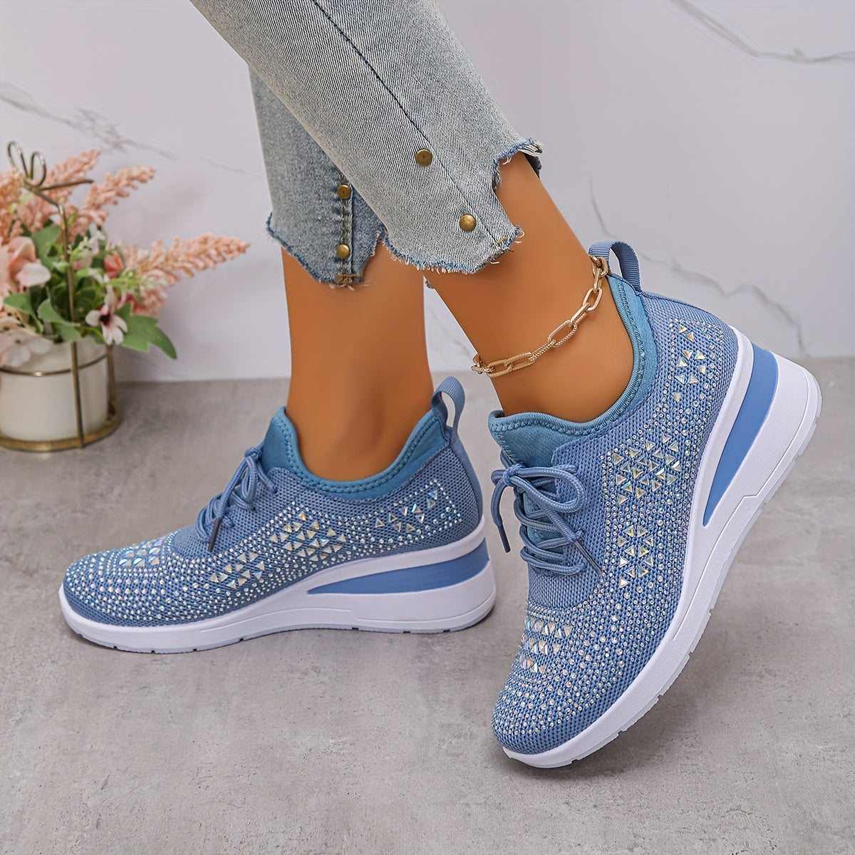 🔥Ultimo Giorno Promozione 70% DI SCONTO - Sneakers Ortopediche Traspiranti con Strass per Donna Casual e alla Moda