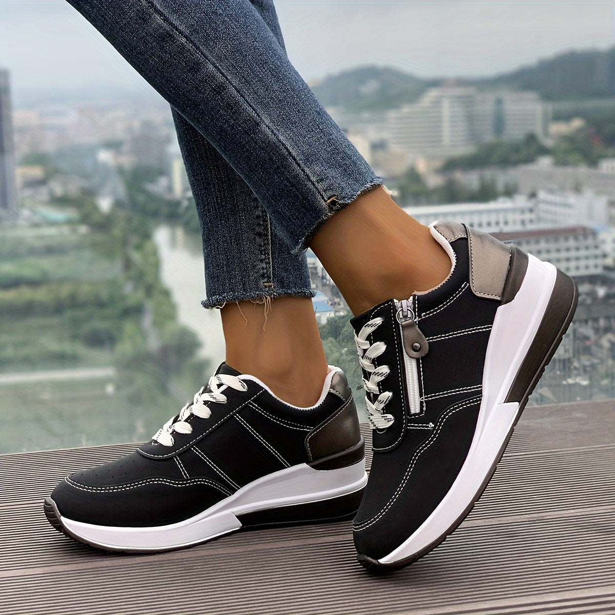 🔥Ultimo Giorno Promozione Sconto del 60% - Scarpe da Ginnastica Ortopediche da Donna Comode con Cerniera Laterale e Suola Spessa
