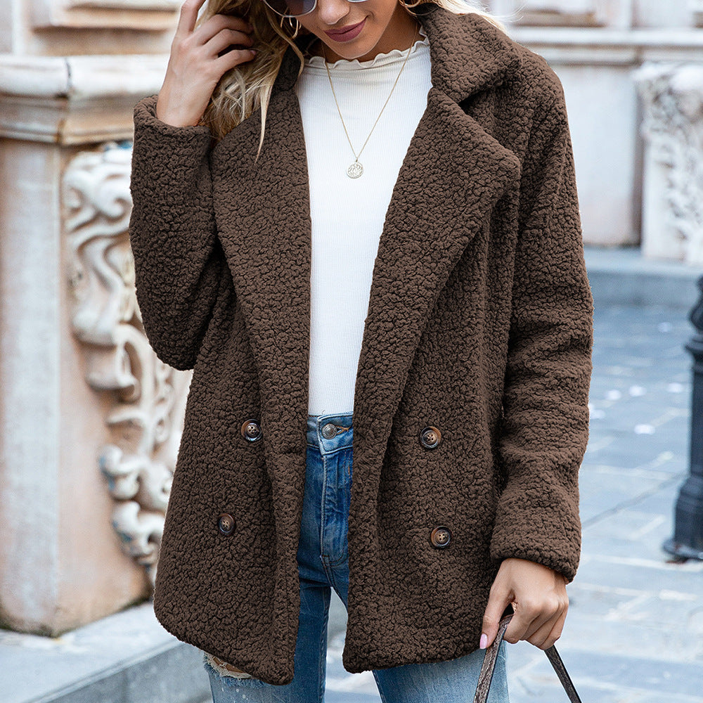 CLEARANCE SALE🔥Loose Lapel Winter Button Jacket Cardigant Fluffy Coat - 51% OFF