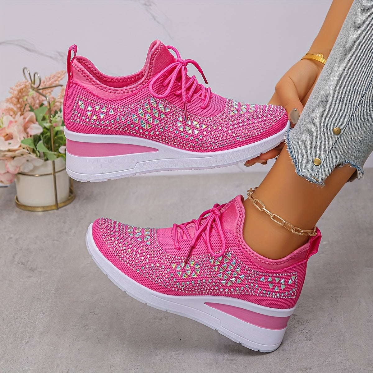 🔥Ultimo Giorno Promozione 70% DI SCONTO - Sneakers Ortopediche Traspiranti con Strass per Donna Casual e alla Moda